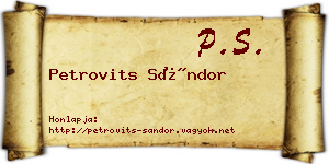 Petrovits Sándor névjegykártya