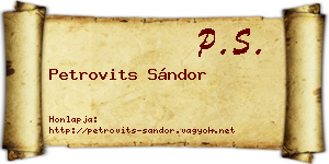 Petrovits Sándor névjegykártya