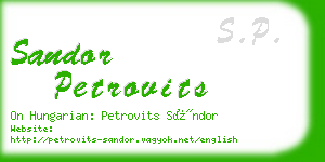 sandor petrovits business card